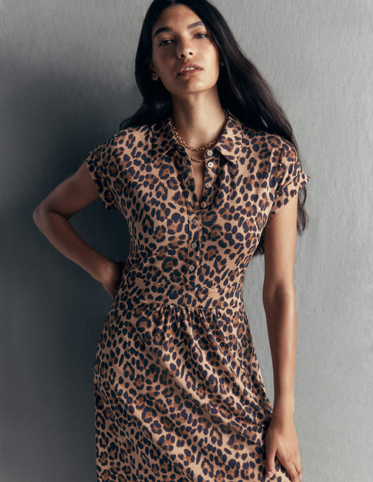 Fae Jersey Shirt Dress-Multi, Brushed Animal